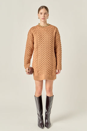 ENGLISH FACTORY - Oversized Cable Knit Dress - DRESSES available at Objectrare