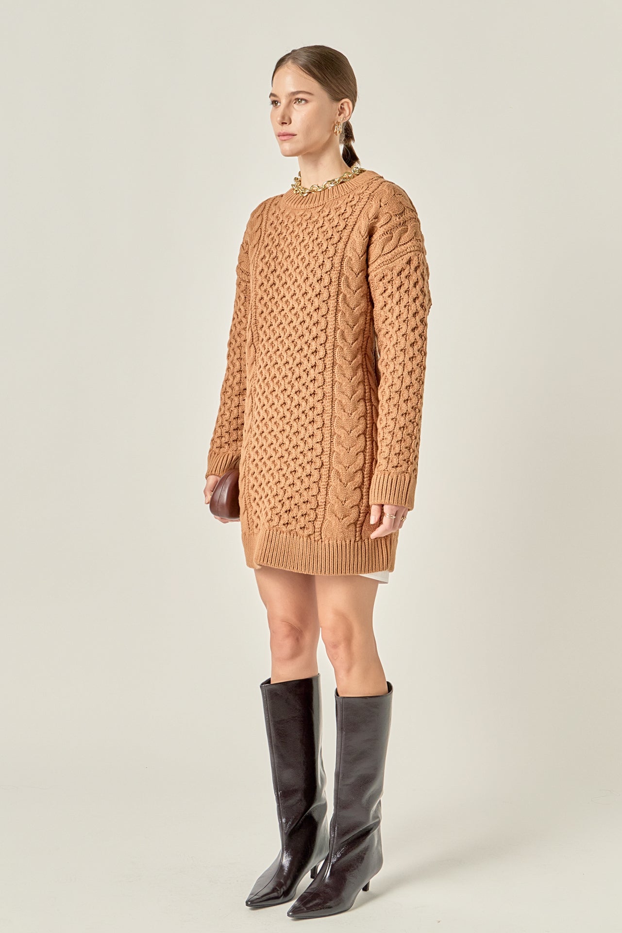 ENGLISH FACTORY - Oversized Cable Knit Dress - DRESSES available at Objectrare