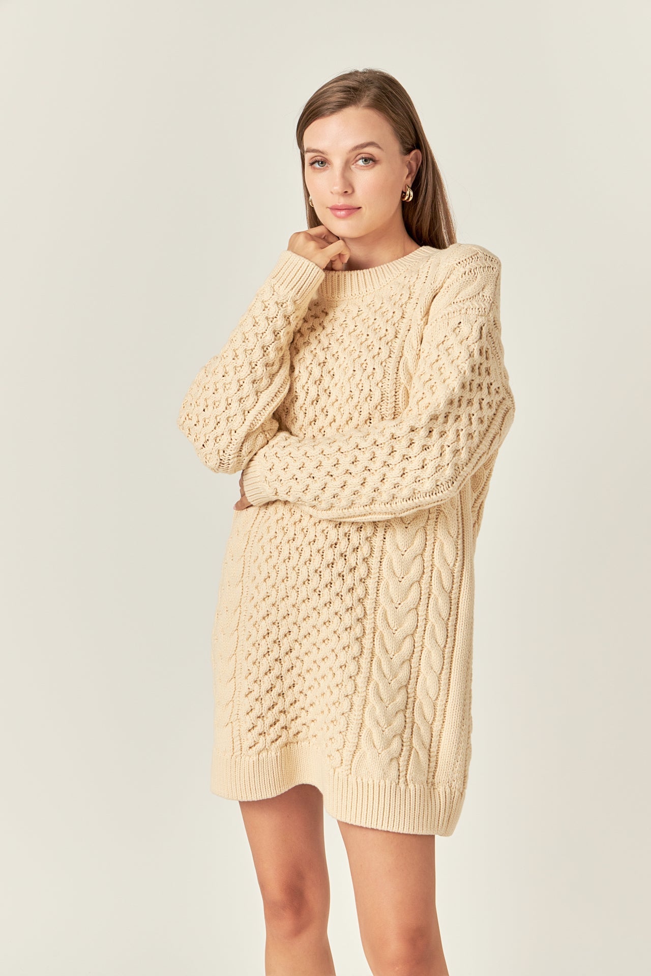ENGLISH FACTORY - Oversized Cable Knit Dress - DRESSES available at Objectrare