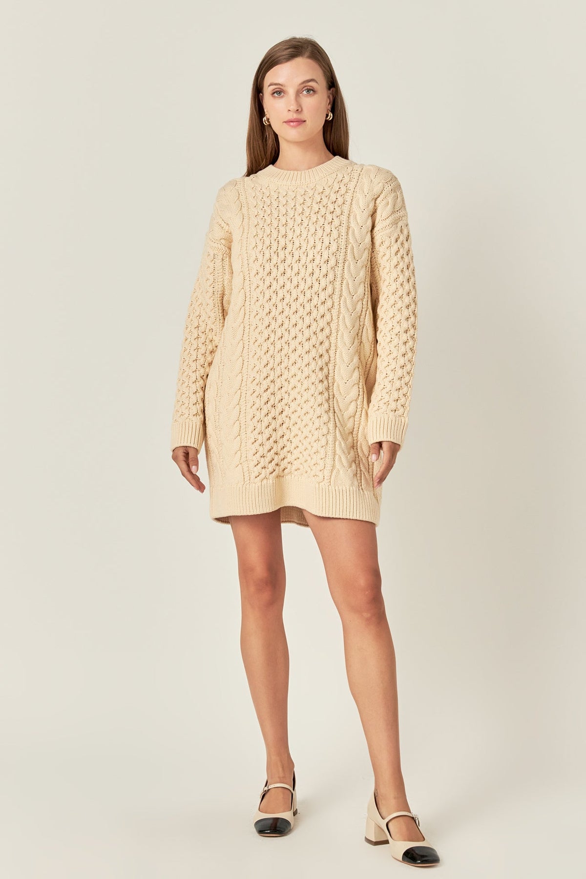 ENGLISH FACTORY - Oversized Cable Knit Dress - DRESSES available at Objectrare