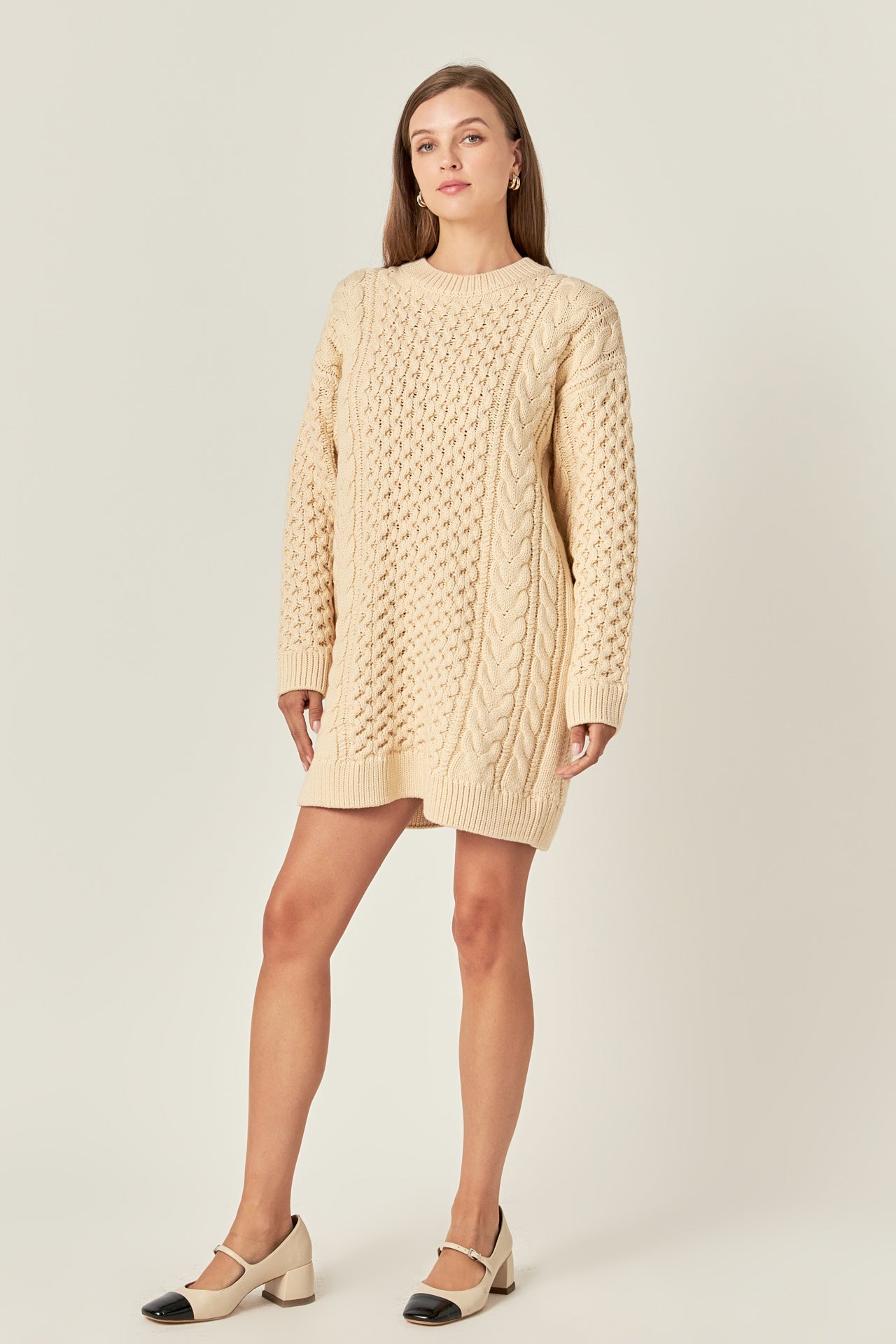 ENGLISH FACTORY - Oversized Cable Knit Dress - DRESSES available at Objectrare