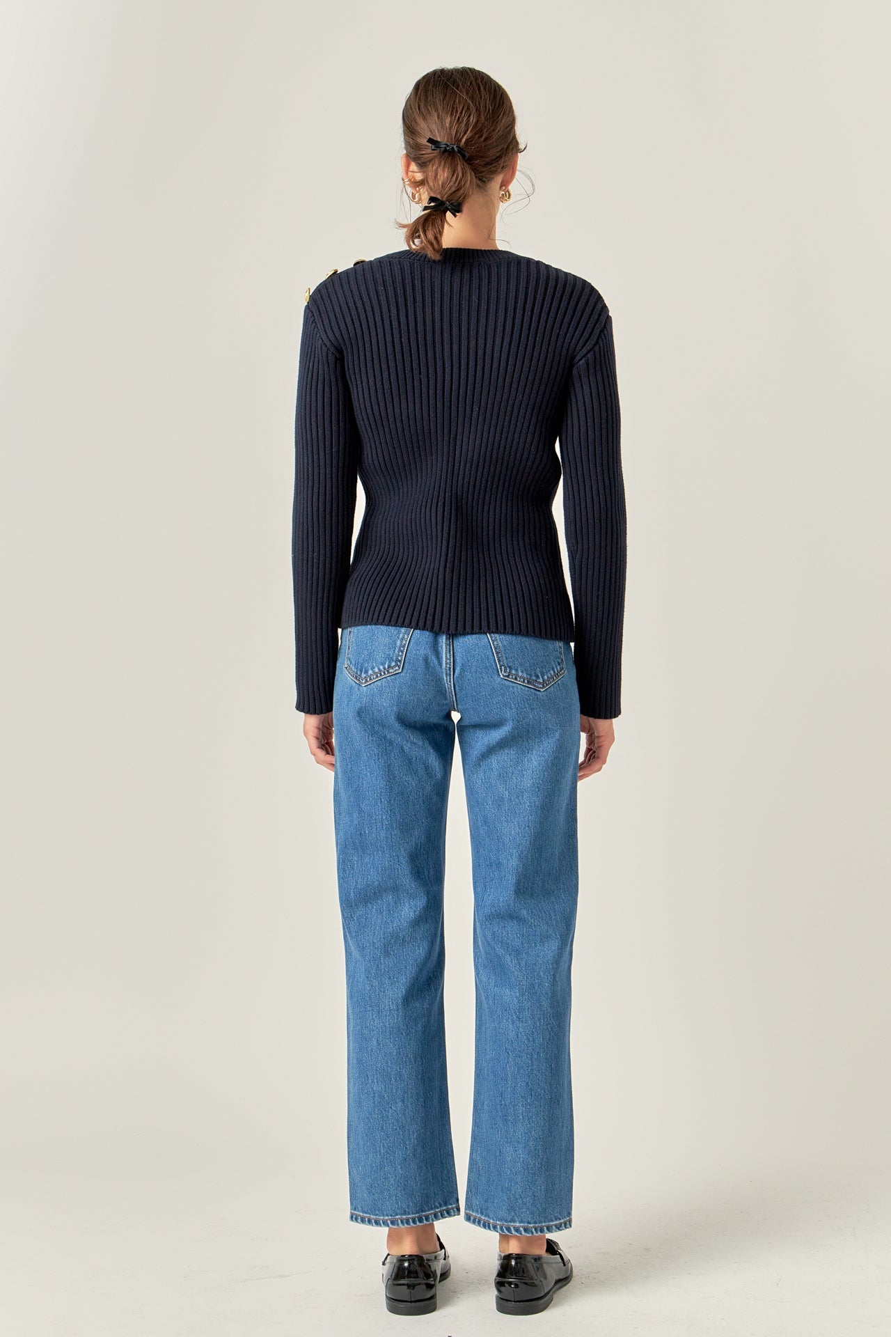 ENGLISH FACTORY - Gold Button Detailed Knit Top - TOPS available at Objectrare