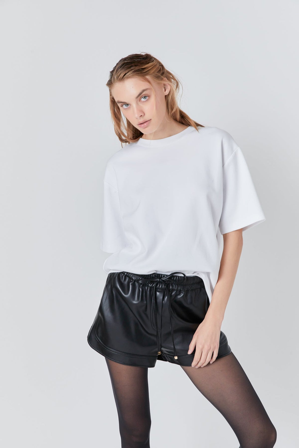 GREY LAB - Faux Leather Shorts - SHORTS available at Objectrare