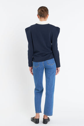 ENGLISH FACTORY - Polo Collar Sweatshirt - TOPS available at Objectrare