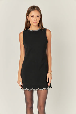 ENGLISH FACTORY - Scallop Hotfix Mini Dress - DRESSES available at Objectrare