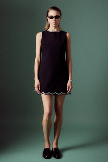 ENGLISH FACTORY - Scallop Hotfix Mini Dress - DRESSES available at Objectrare