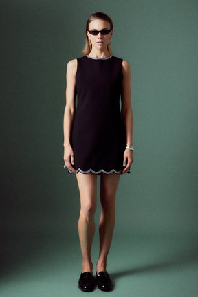 ENGLISH FACTORY - Scallop Hotfix Mini Dress - DRESSES available at Objectrare