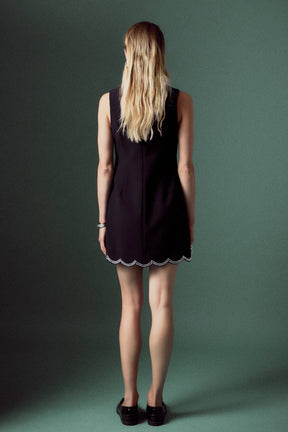 ENGLISH FACTORY - Scallop Hotfix Mini Dress - DRESSES available at Objectrare