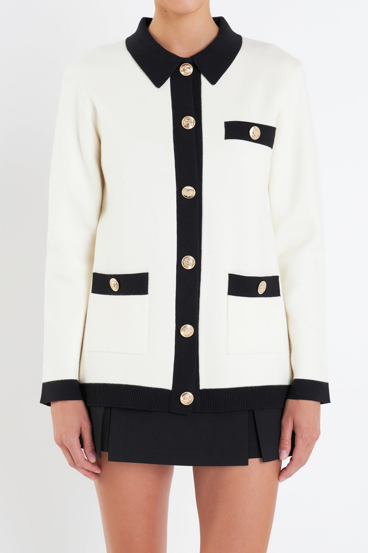 Contrast Details Knit Cardigan