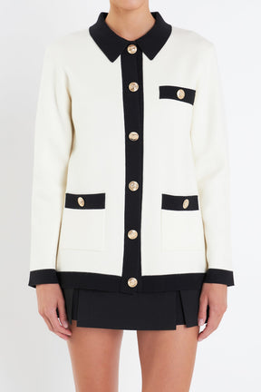 Contrast Details Knit Cardigan