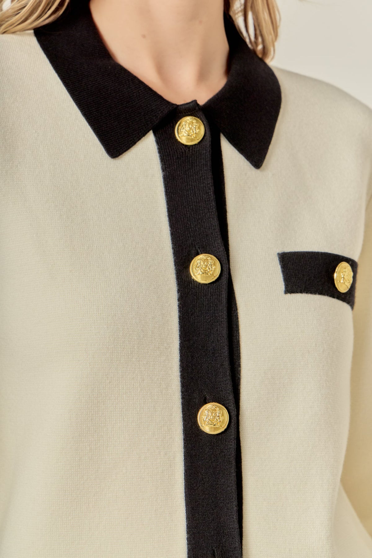 ENGLISH FACTORY - Contrast Details Knit Cardigan - SWEATERS & KNITS available at Objectrare