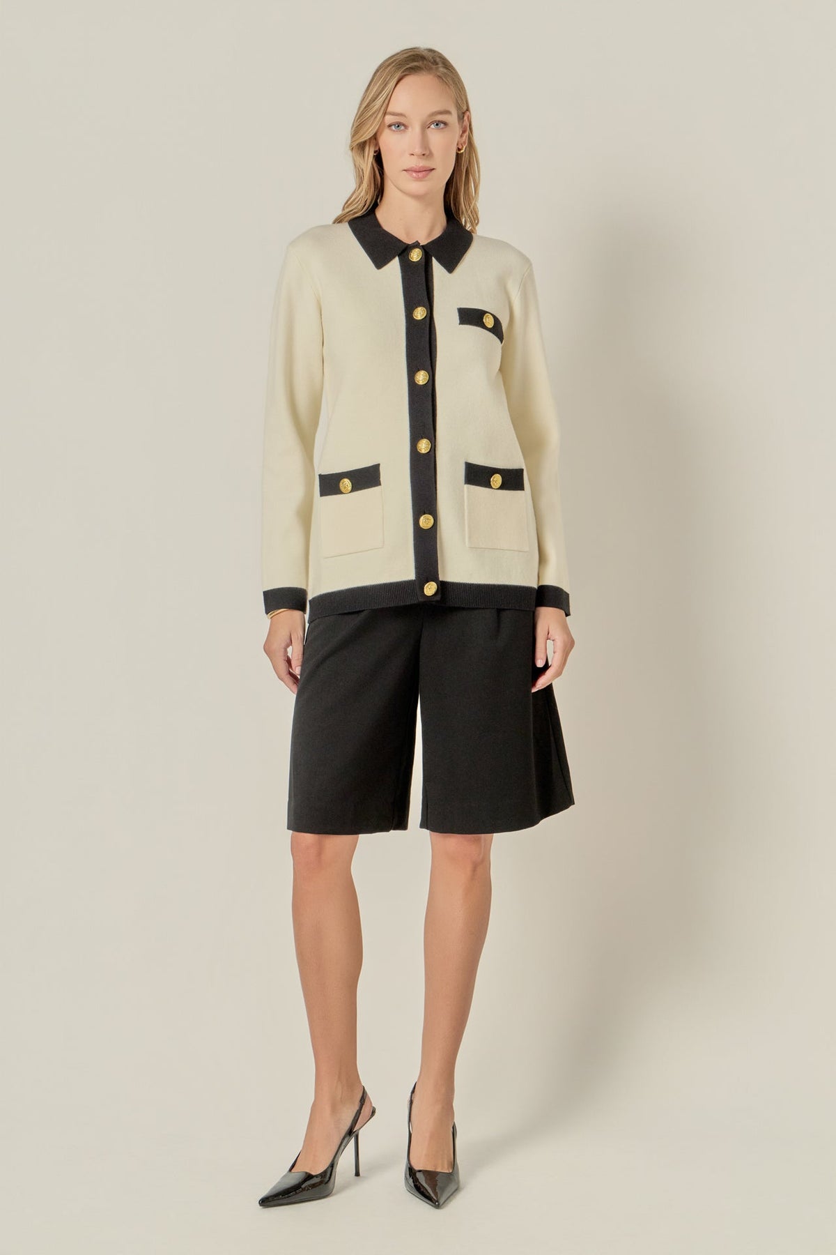 ENGLISH FACTORY - Contrast Details Knit Cardigan - SWEATERS & KNITS available at Objectrare