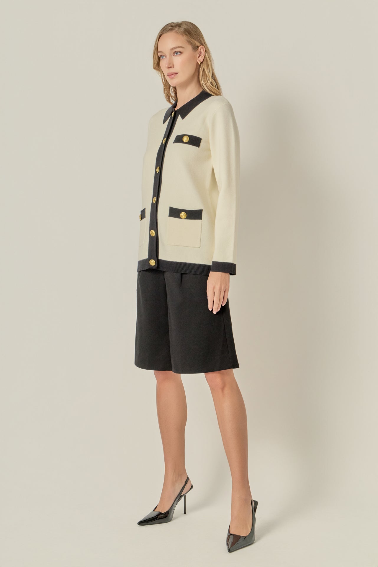 ENGLISH FACTORY - Contrast Details Knit Cardigan - SWEATERS & KNITS available at Objectrare