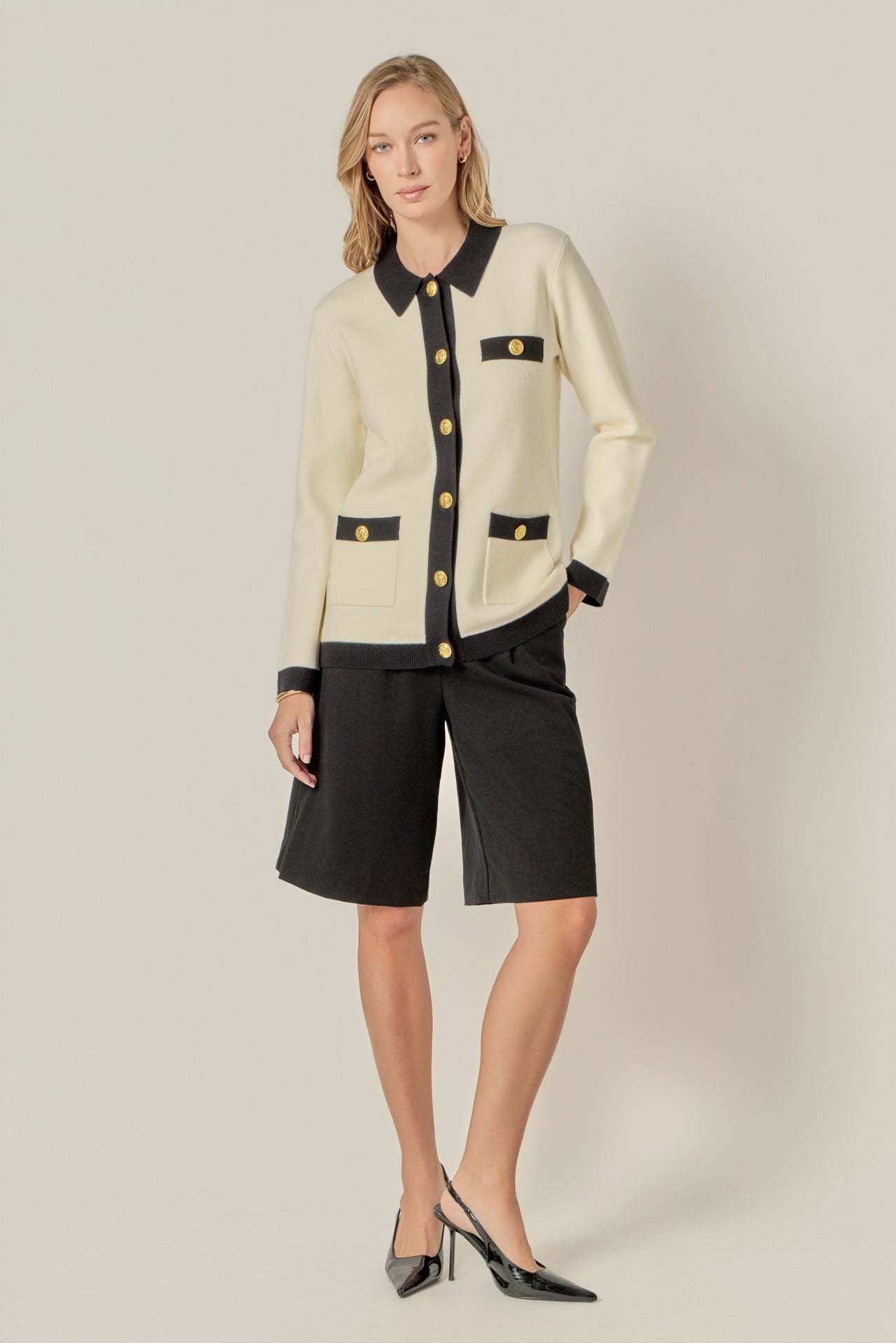 ENGLISH FACTORY - Contrast Details Knit Cardigan - SWEATERS & KNITS available at Objectrare
