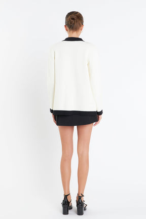 Contrast Details Knit Cardigan