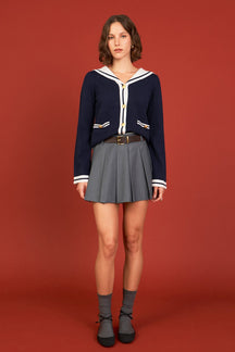 ENGLISH FACTORY - Contrast Sailor Collar Cardigan - SWEATERS & KNITS available at Objectrare