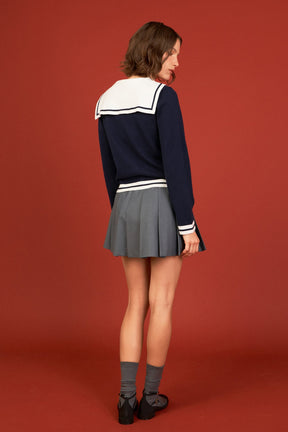 ENGLISH FACTORY - Contrast Sailor Collar Cardigan - SWEATERS & KNITS available at Objectrare