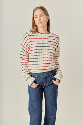 ENGLISH FACTORY - Stripe Cable Knit - TOPS available at Objectrare
