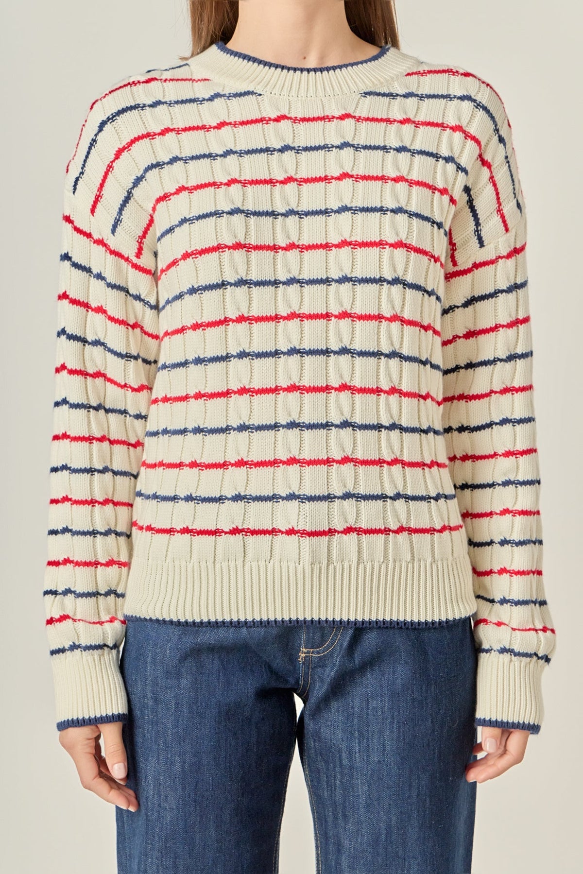 ENGLISH FACTORY - Stripe Cable Knit - TOPS available at Objectrare