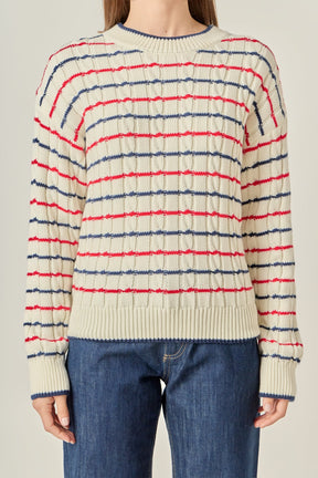 ENGLISH FACTORY - Stripe Cable Knit - TOPS available at Objectrare