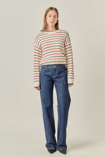 ENGLISH FACTORY - Stripe Cable Knit - TOPS available at Objectrare