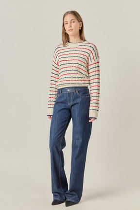 ENGLISH FACTORY - Stripe Cable Knit - TOPS available at Objectrare