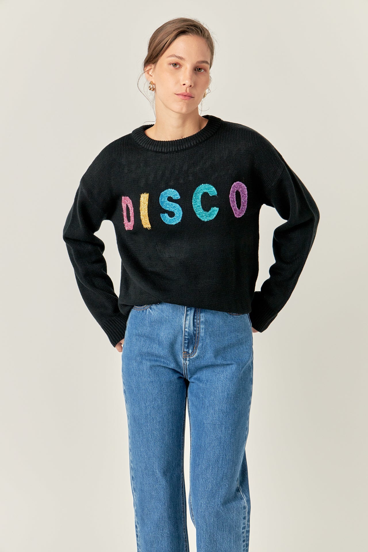 ENGLISH FACTORY - Glitter Lettering Sweater - SWEATERS & KNITS available at Objectrare