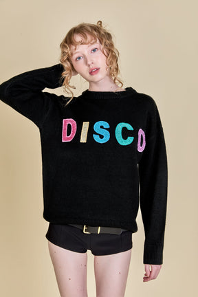 ENGLISH FACTORY - Disco Glitter Lettering Sweater - SWEATERS & KNITS available at Objectrare