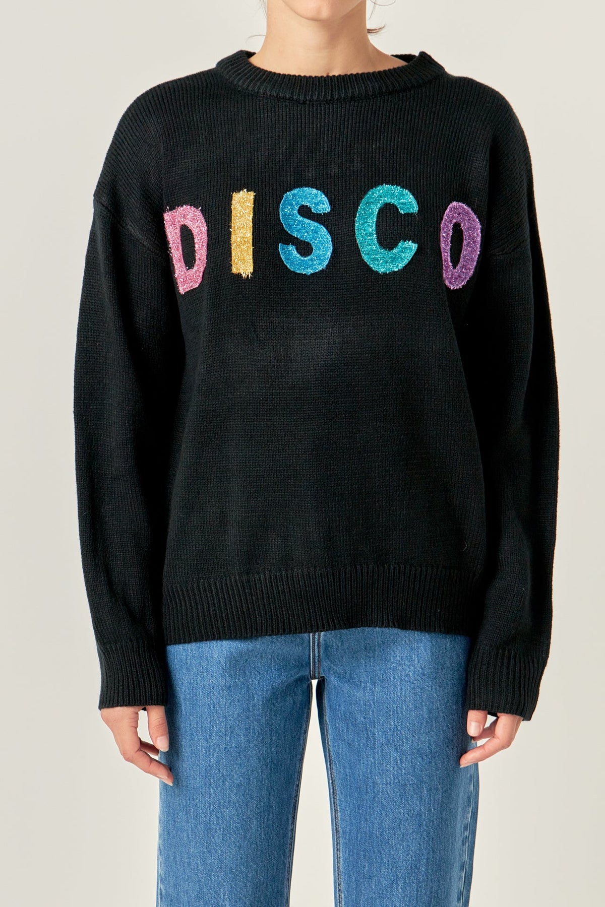 ENGLISH FACTORY - Glitter Lettering Sweater - SWEATERS & KNITS available at Objectrare