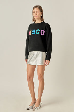 ENGLISH FACTORY - Disco Glitter Lettering Sweater - SWEATERS & KNITS available at Objectrare
