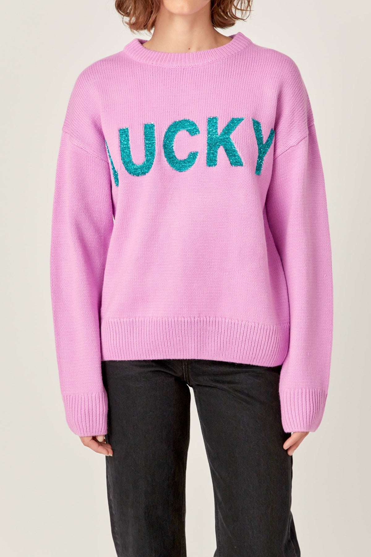 ENGLISH FACTORY - Glitter Lettering Sweater - SWEATERS & KNITS available at Objectrare