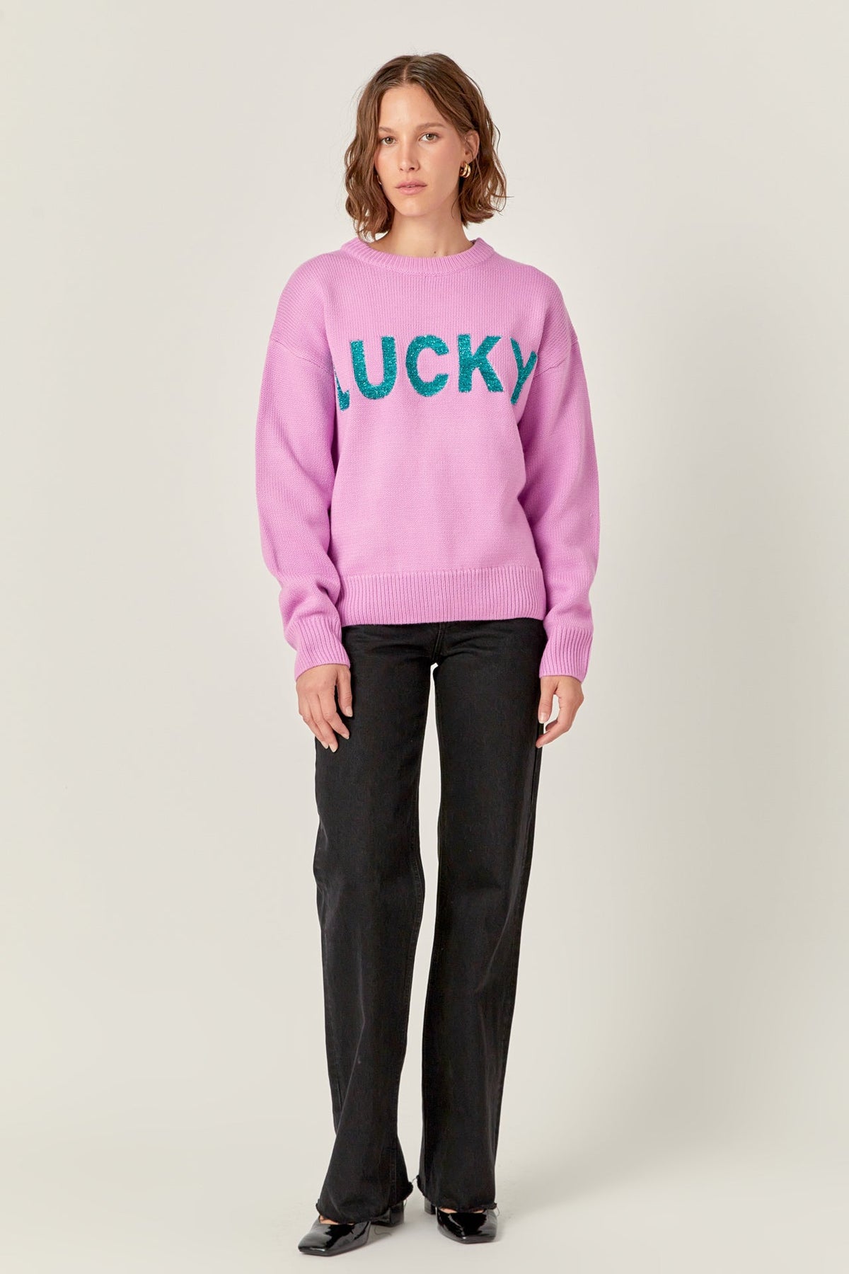 ENGLISH FACTORY - Glitter Lettering Sweater - SWEATERS & KNITS available at Objectrare