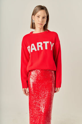 ENGLISH FACTORY - Party Glitter Lettering Sweater - SWEATERS & KNITS available at Objectrare