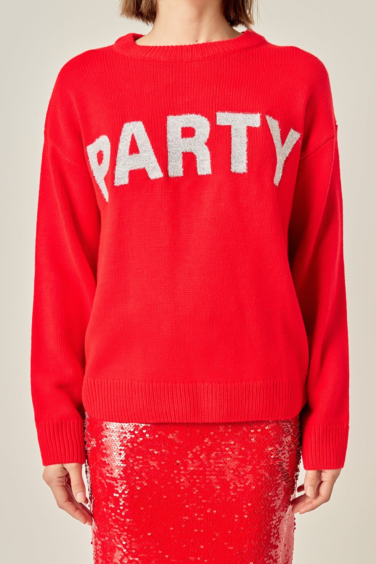 ENGLISH FACTORY - Party Glitter Lettering Sweater - SWEATERS & KNITS available at Objectrare