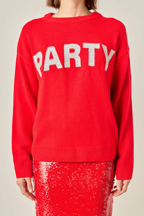 ENGLISH FACTORY - Party Glitter Lettering Sweater - SWEATERS & KNITS available at Objectrare