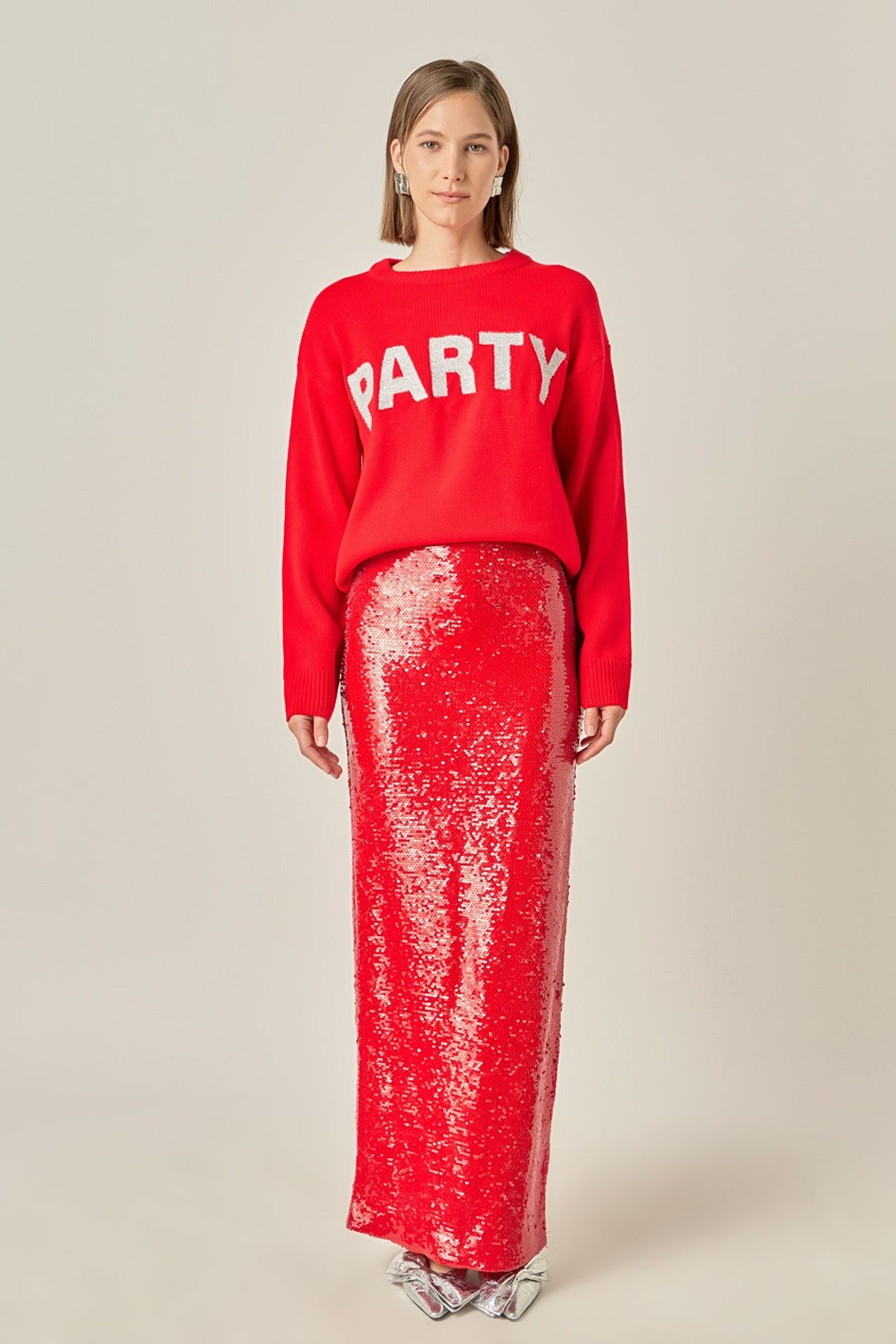 ENGLISH FACTORY - Party Glitter Lettering Sweater - SWEATERS & KNITS available at Objectrare