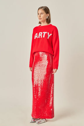 ENGLISH FACTORY - Party Glitter Lettering Sweater - SWEATERS & KNITS available at Objectrare