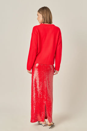 ENGLISH FACTORY - Party Glitter Lettering Sweater - SWEATERS & KNITS available at Objectrare