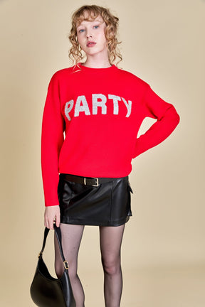 ENGLISH FACTORY - English Factory - Party Glitter Lettering Sweater - SWEATERS & KNITS available at Objectrare