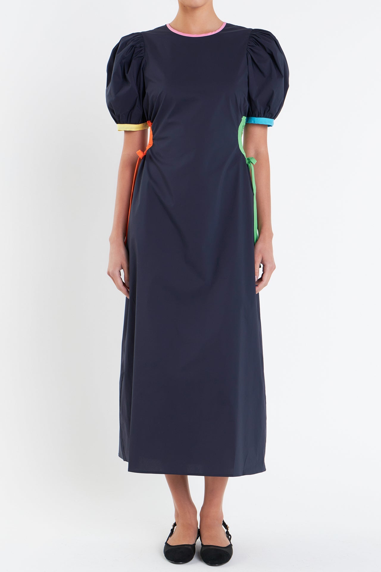 ENGLISH FACTORY - Navy Color Block Midi Dress - DRESSES available at Objectrare