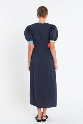 ENGLISH FACTORY - English Factory - Navy Color Block Midi Dress - DRESSES available at Objectrare