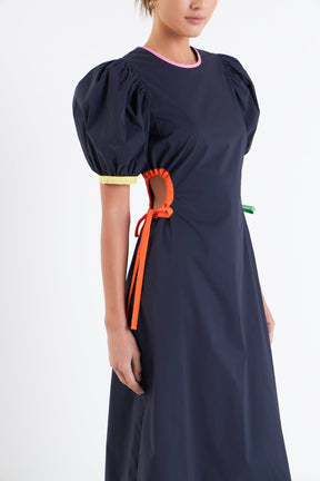 ENGLISH FACTORY - Navy Color Block Midi Dress - DRESSES available at Objectrare