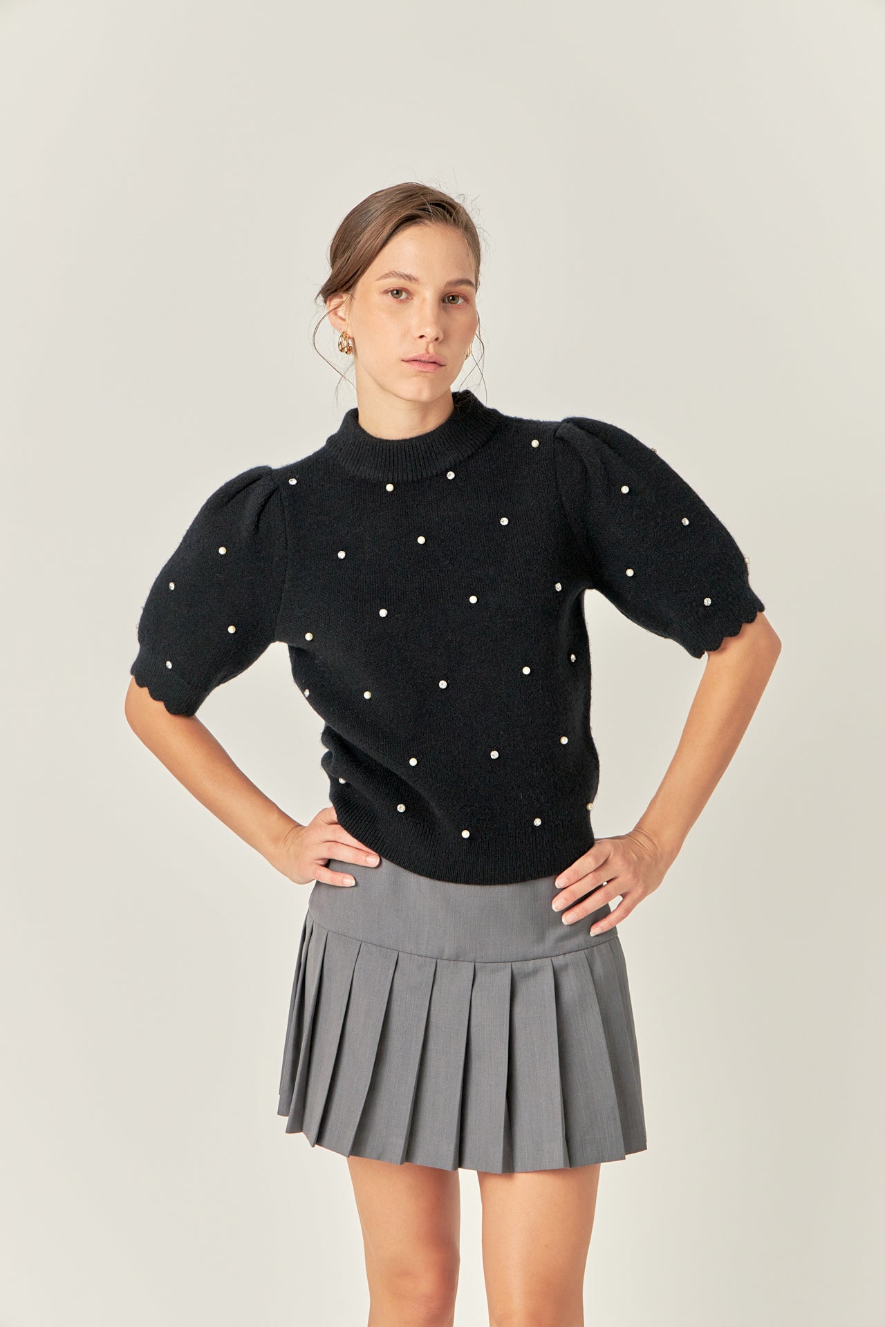 ENGLISH FACTORY - Scallop Embellishment Knit - SWEATERS & KNITS available at Objectrare