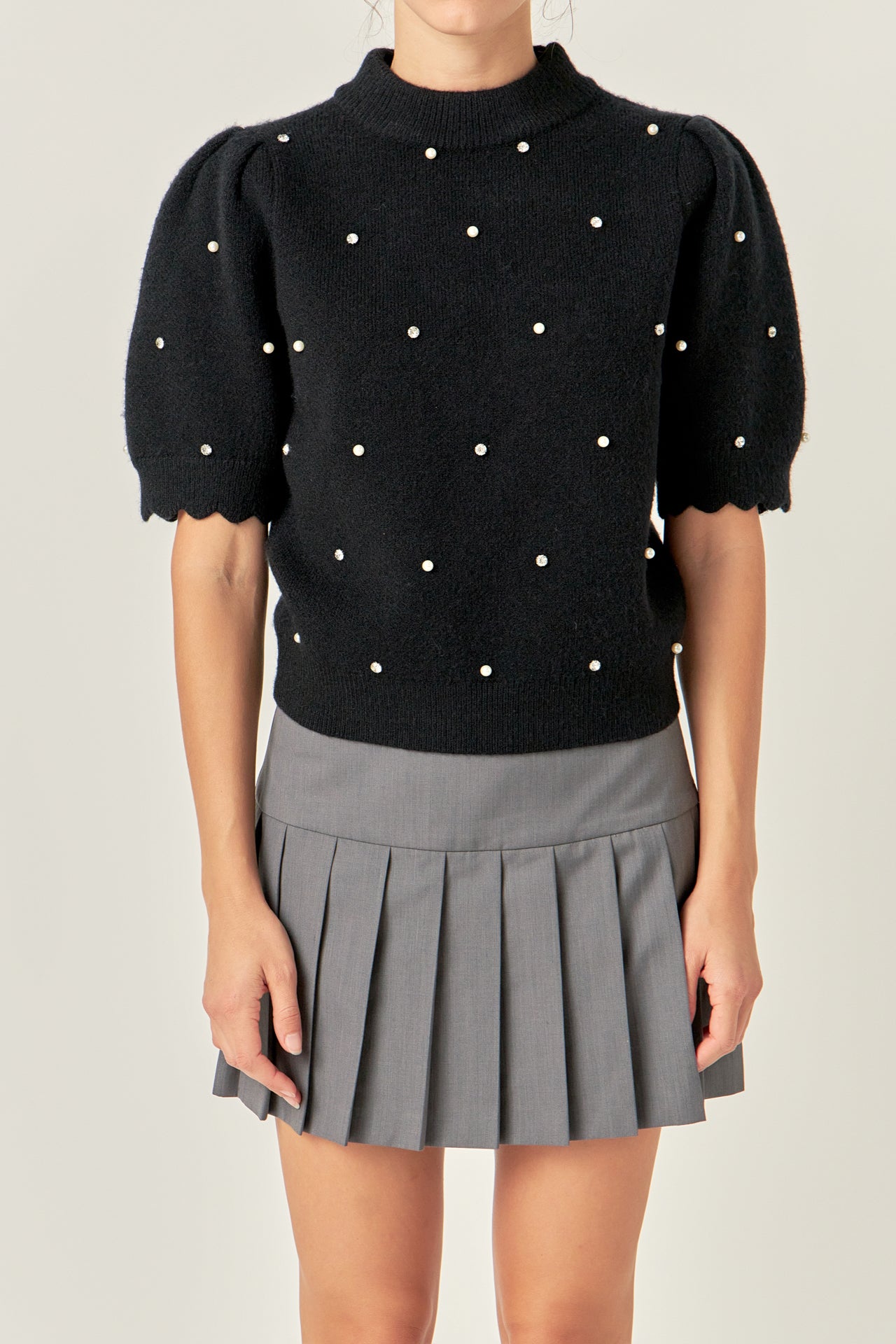 ENGLISH FACTORY - Scallop Embellishment Knit - SWEATERS & KNITS available at Objectrare