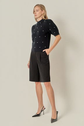 ENGLISH FACTORY - Scalloped Puff Sleeve Embellishment Knit - SWEATERS & KNITS available at Objectrare