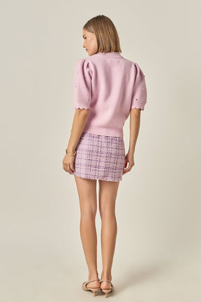ENGLISH FACTORY - Scalloped Puff Sleeve Embellishment Knit - SWEATERS & KNITS available at Objectrare