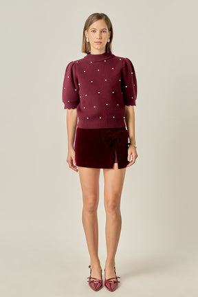 ENGLISH FACTORY - Scalloped Puff Sleeve Embellishment Knit - SWEATERS & KNITS available at Objectrare