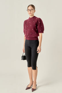 ENGLISH FACTORY - Scalloped Puff Sleeve Embellishment Knit - TOPS available at Objectrare