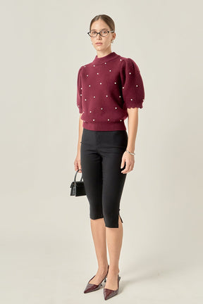 ENGLISH FACTORY - Scalloped Puff Sleeve Embellishment Knit - TOPS available at Objectrare