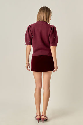 ENGLISH FACTORY - Scalloped Puff Sleeve Embellishment Knit - SWEATERS & KNITS available at Objectrare